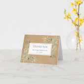 Carte Rustique Kraft Feuille Mariage Merci (Fleur jaune)