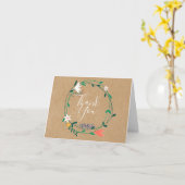Carte Rustique Kraft Fresh Spring Floral Garland Merci (Fleur jaune)