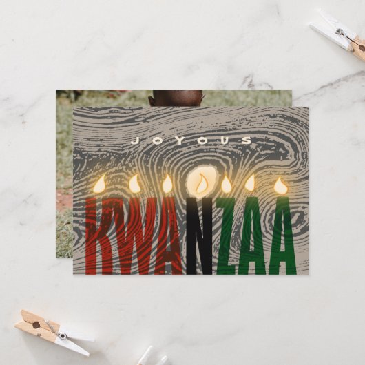Carte Rustique Kwanzaa pour bougies (Devant/Arrière en situation)