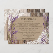 Carte Rustique Lavender Wood Lace Détails (Devant / Derrière)