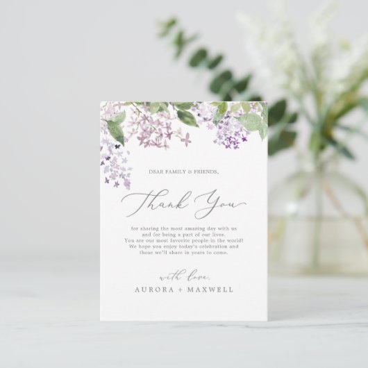 Carte Rustique Lilac Merci (Debout devant)
