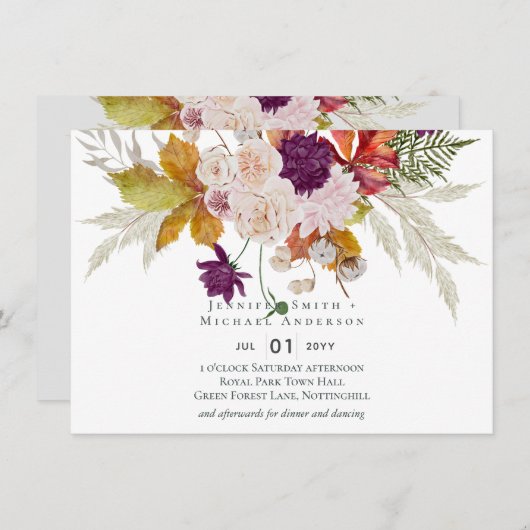 Carte Rustique Maroon Ginger Mariage Blush (Devant / Derrière)