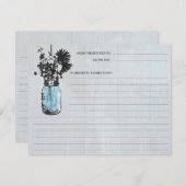 Carte Rustique Mason bleu Jar & Fleur sauvage Rece (Devant / Derrière)