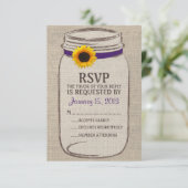 Carte Rustique Mason Jar & Burlap et Sunflower RSV (Debout devant)