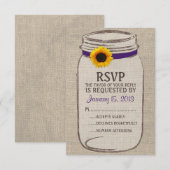 Carte Rustique Mason Jar & Burlap et Sunflower RSV (Devant / Derrière)