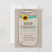 Carte Rustique Mason Jar & Burlap et Sunflower RSV (Devant)
