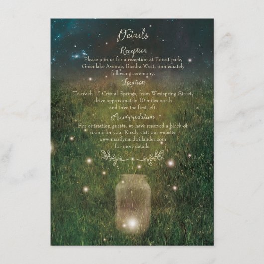 Carte Rustique Mason Jar Enchanted Forest Détails (Devant)