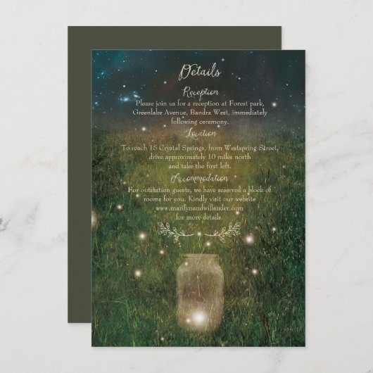 Carte Rustique Mason Jar Enchanted Forest Détails (Devant / Derrière)