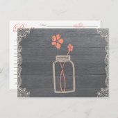 Carte Rustique Mason Jar Recette Douche Coral (Devant / Derrière)