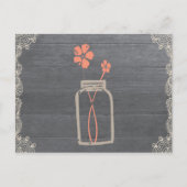 Carte Rustique Mason Jar Recette Douche Coral (Devant)