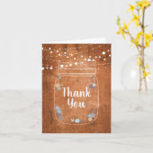 Carte Rustique Mason Jar String Lumières Merci (Fleur jaune)
