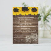 Carte Rustique Mason Jar Sunflower Mariage (Debout devant)