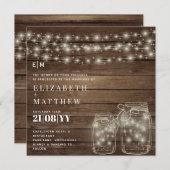 Carte Rustique Mason Jars illumine Mariage à budget bois (Devant / Derrière)