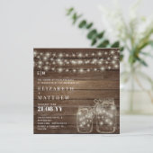 Carte Rustique Mason Jars illumine Mariage à budget bois (Debout devant)