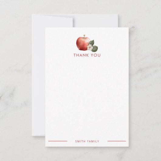 Carte Rustique Merci Apple Flat Note avec En vichy (Devant)