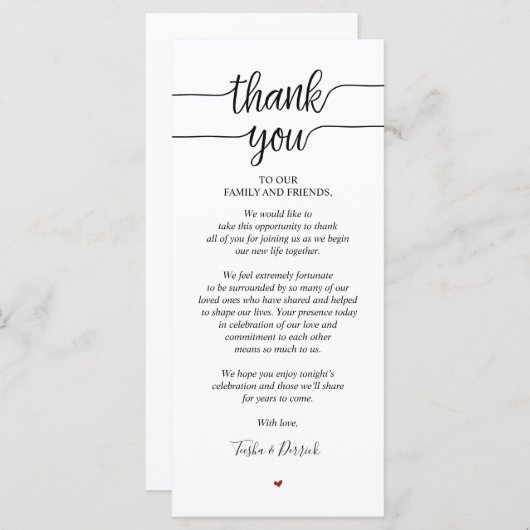 Carte Rustique Merci Mariage (Devant / Derrière)