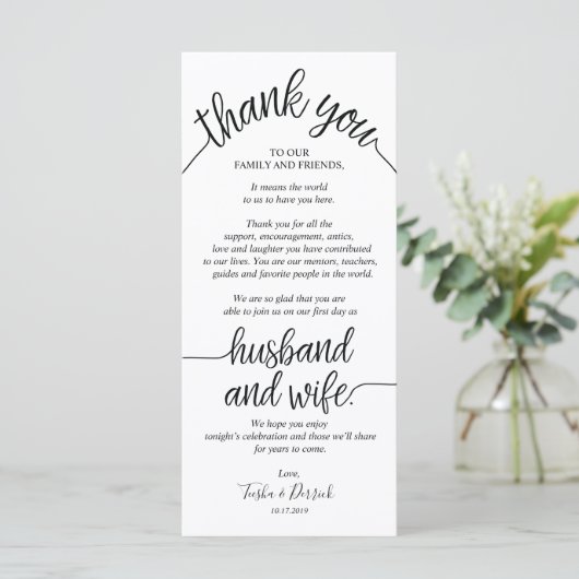 Carte Rustique Merci Mariage (Debout devant)