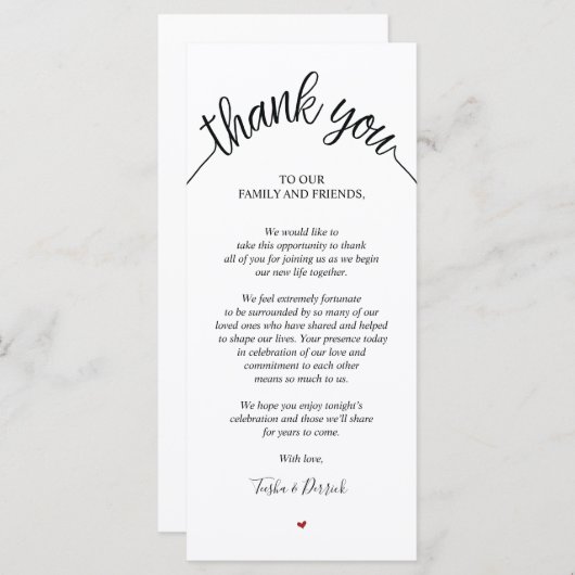 Carte Rustique Merci Mariage (Devant / Derrière)