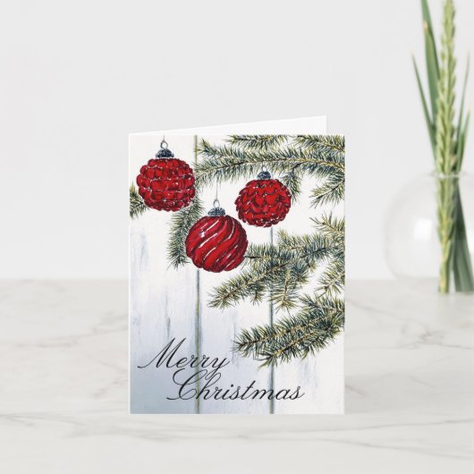 Carte Rustique Minimaliste Joyeux Noël Fêtes (Devant)