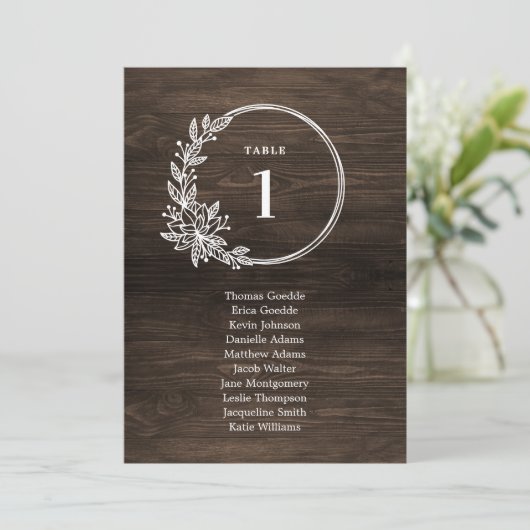 Carte Rustique Monogramme Table de siège Carte gra (Debout devant)