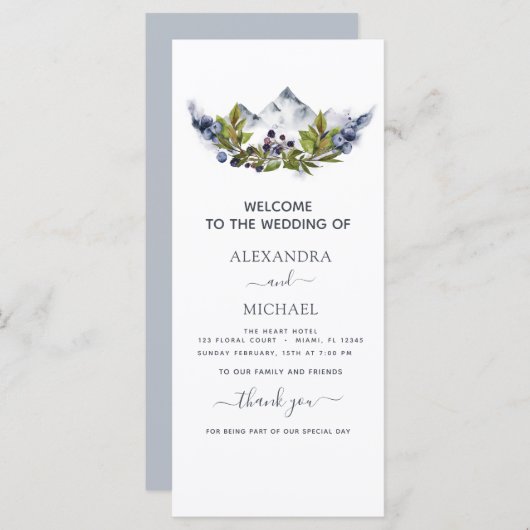 Carte Rustique Montagnes Forêt Aquarelle Moderne (Devant / Derrière)