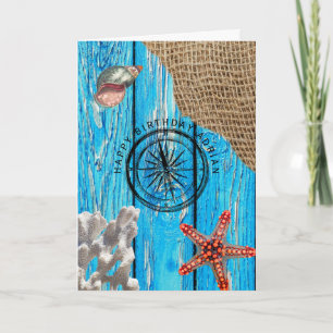 Carte Rustique Nautique Bleu Burlap Starfish Anniversair