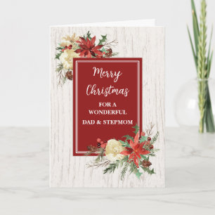 Carte Rustique Papa et StepMom Joyeux Noël