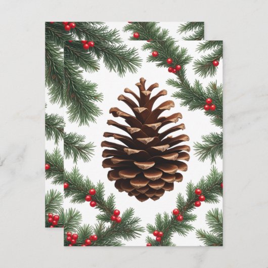 Carte Rustique Pinecone Flat Holiday - Farmhouse C (Devant / Derrière)