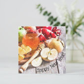 Carte Rustique Rosh Hashanah Aquarelle Pommes et miel (Debout devant)