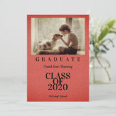 Carte Rustique Rouge élégant Linen Effet Photo Grad (Debout devant)