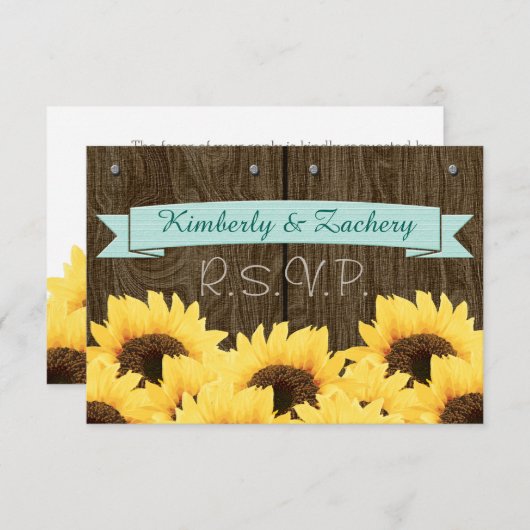 CARTE RUSTIQUE RUSTIQUE AQUA BLEU RUSTIQUE RSVP (Devant / Derrière)