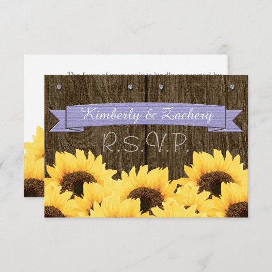CARTE RUSTIQUE RUSTIQUE SUNFLOWER LAVENDER RSVP (Devant / Derrière)