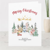 Carte Rustique Snowy House Noël Famille Vacances (Devant)