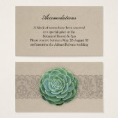 Carte Rustique Succulente Mariage Hébergement (Devant & derrière)