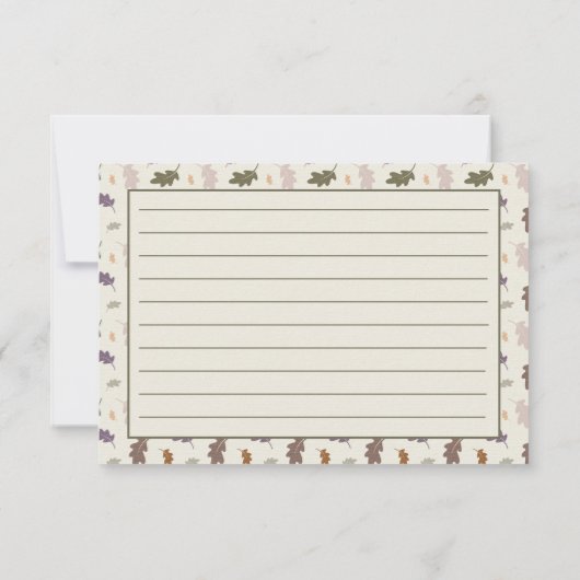 Carte Rustique Thanksgiving automne Feuilles Recette (Dos)