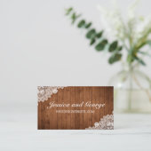 Carte Rustique Wood & White Lace Website Card (Debout devant)