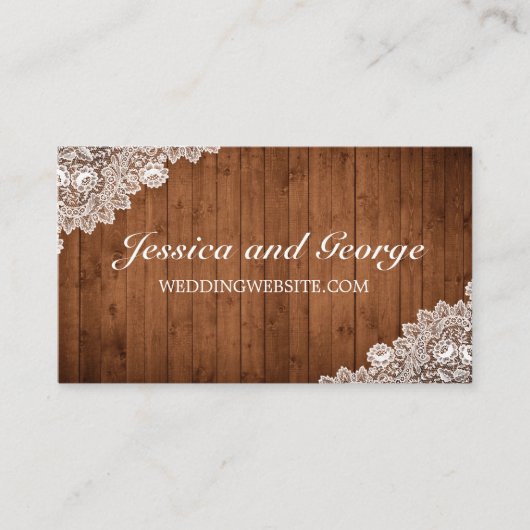 Carte Rustique Wood & White Lace Website Card (Devant)