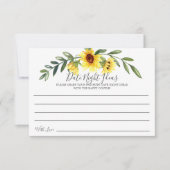 Carte Rustique Yellow Sunflower Date Nuit Idées (Devant)