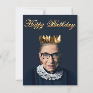 Carte Ruth Bader Ginsburg avec couronne d'or  