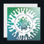 Carte "sa fête d'anniversaire à l'arc-en-ciel en temps m<br><div class="desc">Gooey 3D bleu,  vert et turquoise arc-en-ciel mince invitation à la fête. Invitation festive moderne et amusante. Fait partie d'une collection correspondante.</div>