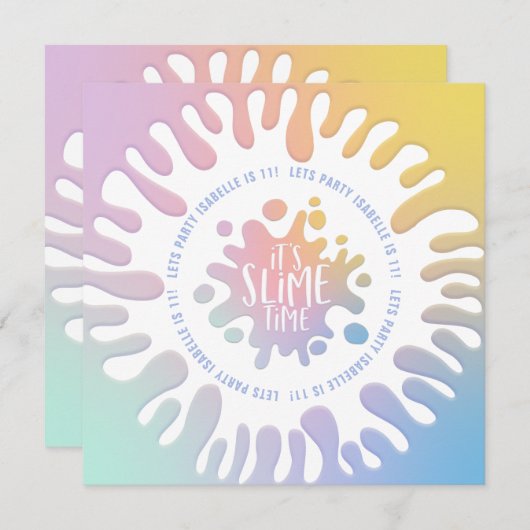 Carte "sa fête d'anniversaire à l'arc-en-ciel en temps m (Devant / Derrière)