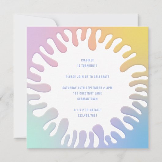 Carte "sa fête d'anniversaire à l'arc-en-ciel en temps m (Dos)