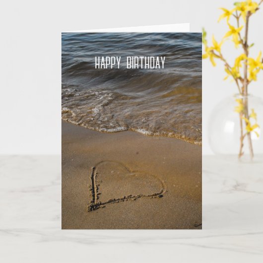 Carte Sable Cœur amour minimal (Fleur jaune)