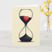 Carte Sablier d'Amour Simple (Fleur jaune)
