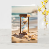 Carte Sablier de plage d'anniversaire (Fleur jaune)