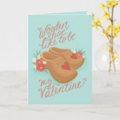 Carte Sabot de bois soit mon Valentin (Fleur jaune)