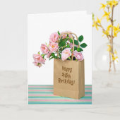 Carte Sac 45e anniversaire avec rose (Fleur jaune)