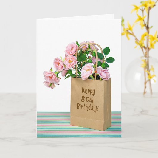 Carte Sac 80e anniversaire (Fleur jaune)