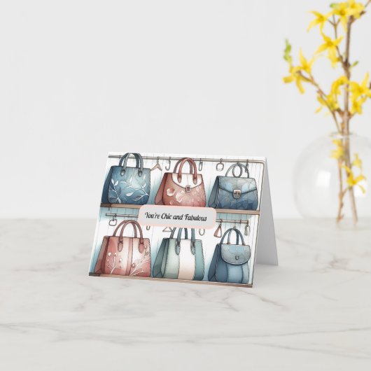 Carte Sac à main chic et fabuleux salutation (Fleur jaune)