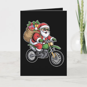Carte Sac à Vélo de Noël de Père Noël Moto